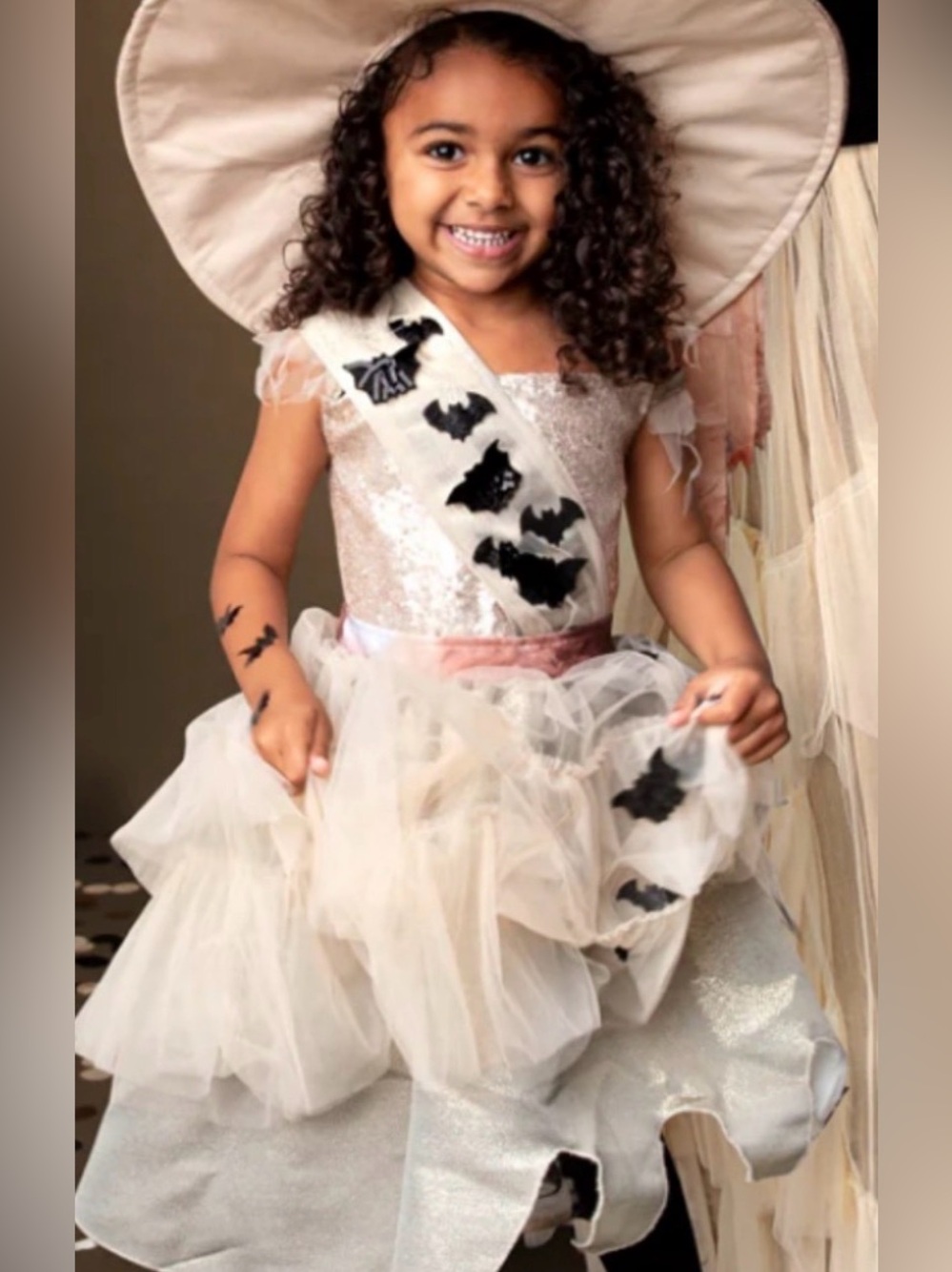 Chasing Fireflies Girls Batty Ballerina Witch Costume Size 10 + Hat + Shoes 2-3